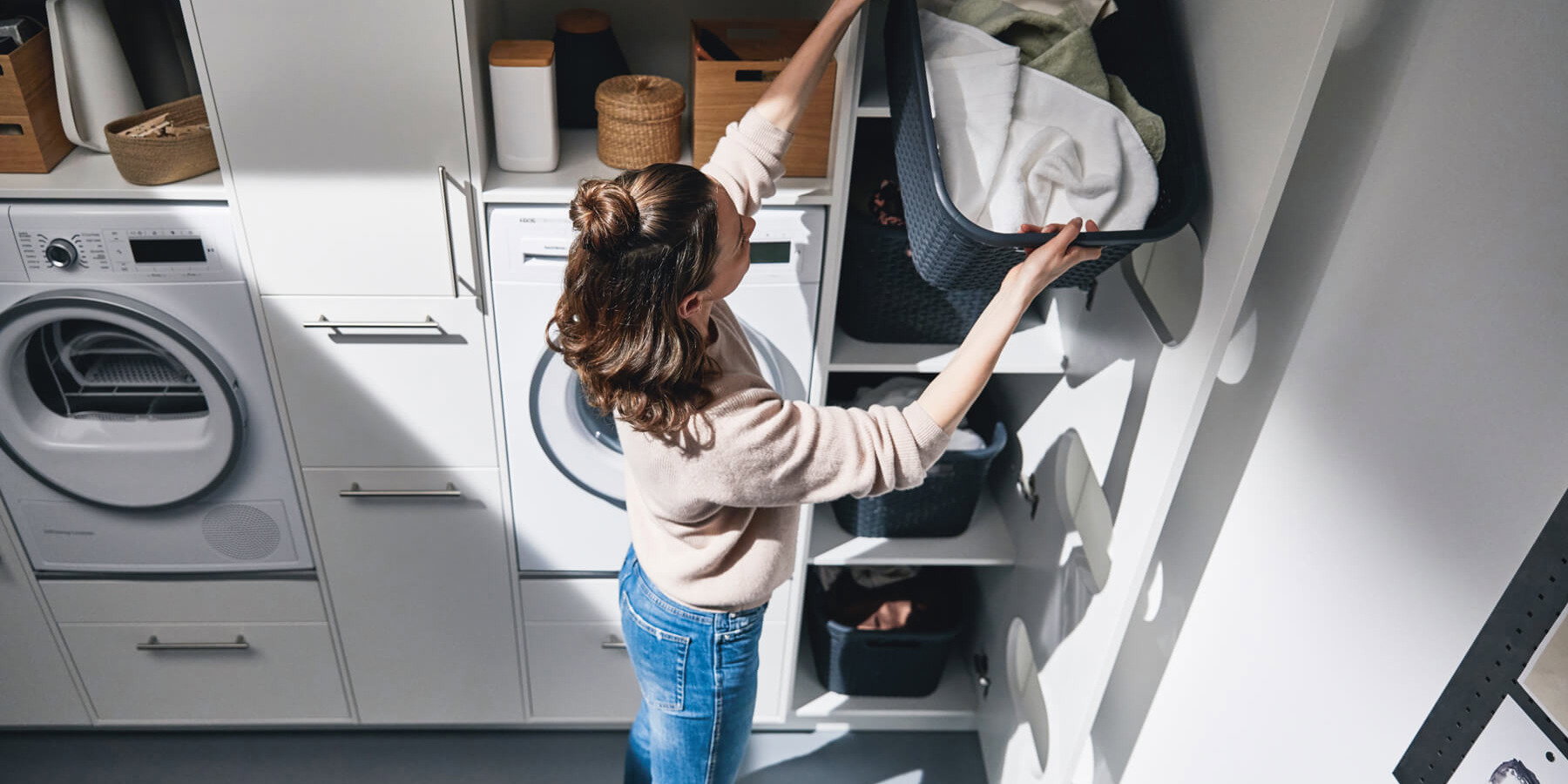 Wäschesortierschrank für perfekte Ordnung in Ihrem Hauswirtschaftsraum.