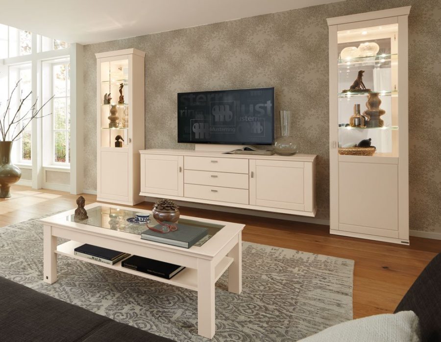Musterring Korsika Wohnwand in Lack Creme