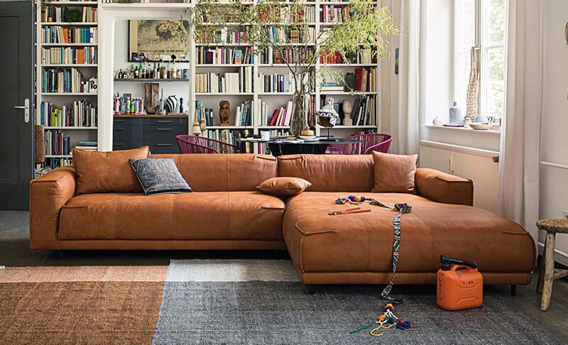 freistil Sofa 136 von Rolf Benz, Loungegarnitur, braunes Leder
