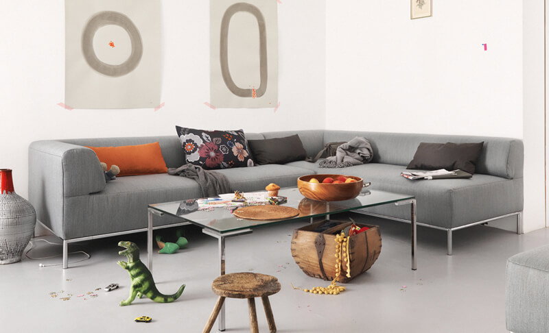 Freistil Sofa 185 von Rolf Benz, grauer Stoff
