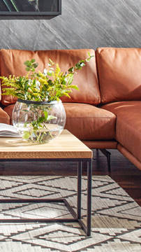 Ledersofa Global, braunes Leder, Ecksofa, Wohnlandschaft