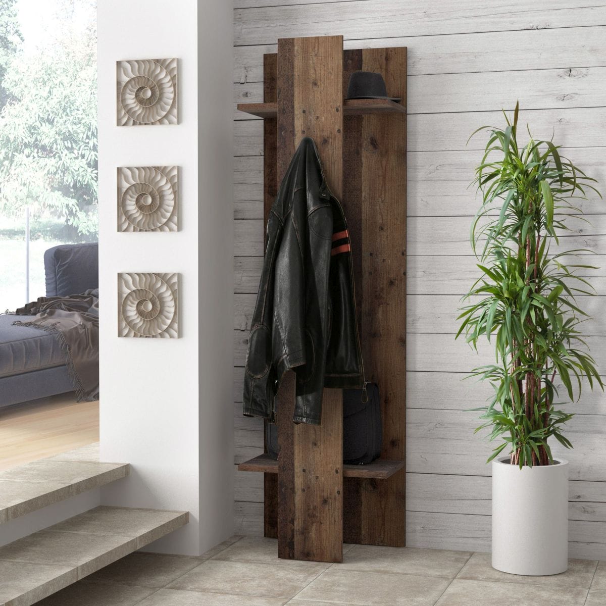 Garderobe, Wandgarderobe, dunkelbraune Wandgarderobe