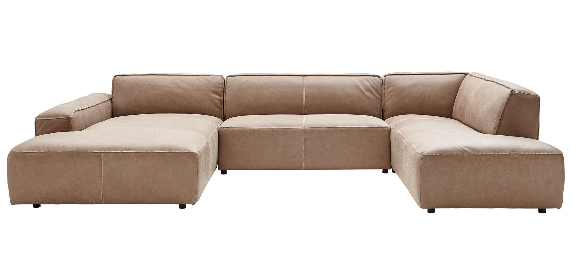 Bequeme Wohnlandschaft Natura DENVER in Leder Taupe