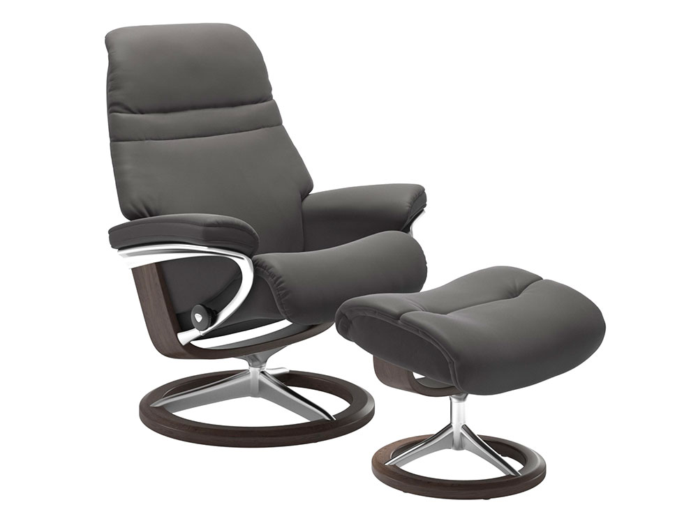 Stressless Sunrise Relaxsessel mit Hocker in Leder Batick Grau