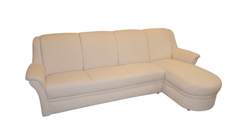 Sofa mit hellem Stoffbezug im Abverkauf