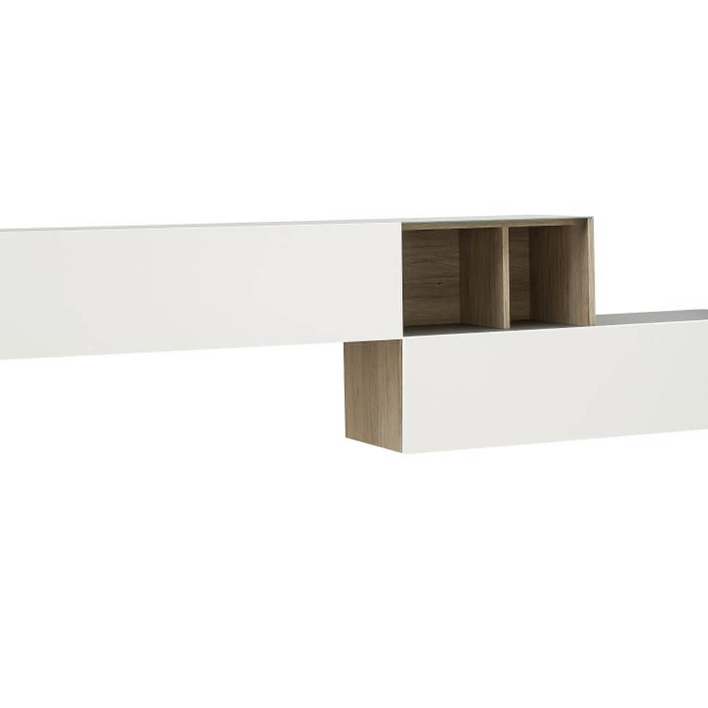 Hängesideboard Raumfreunde Niba mit weißen Fronten und Absetzungen in Eiche - Ausstellungsstück im Abverkauf
