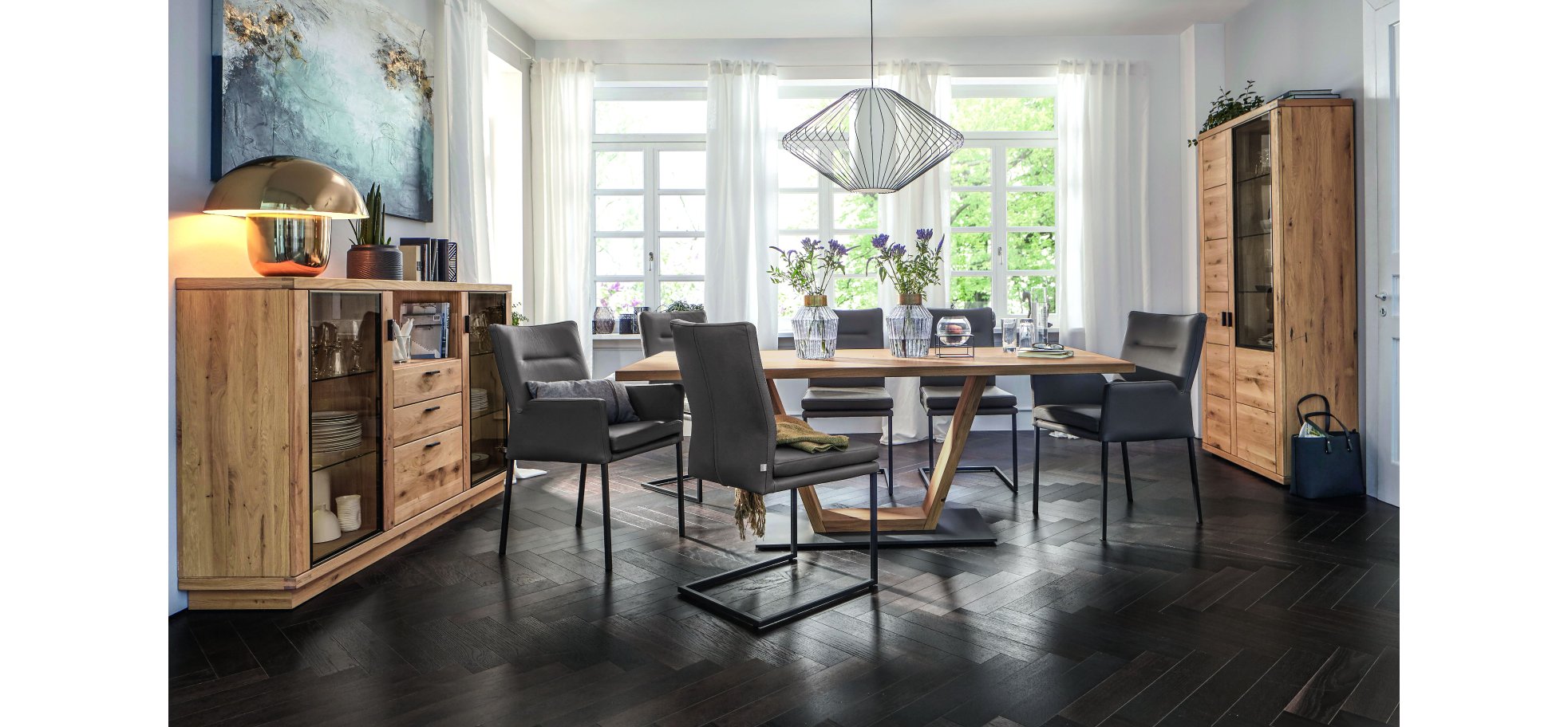 Vitrine Cabrera - BH ca. 100x203 cm, Asteiche massiv – Bild 2