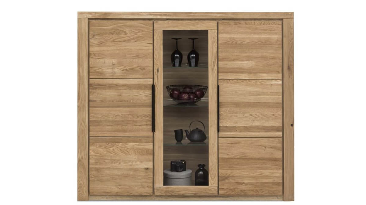 Highboard Eltia von Viva in Eiche teilmassiv mit drei Türen