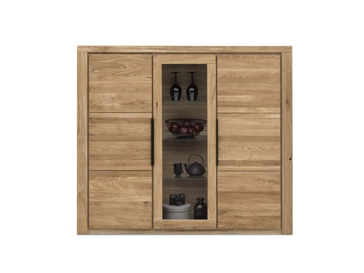 Highboard Eltia von Viva in Eiche teilmassiv mit drei Türen
