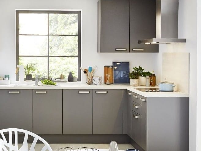 Küche Quarz Grau metallic Birke Nachbildung Home Company