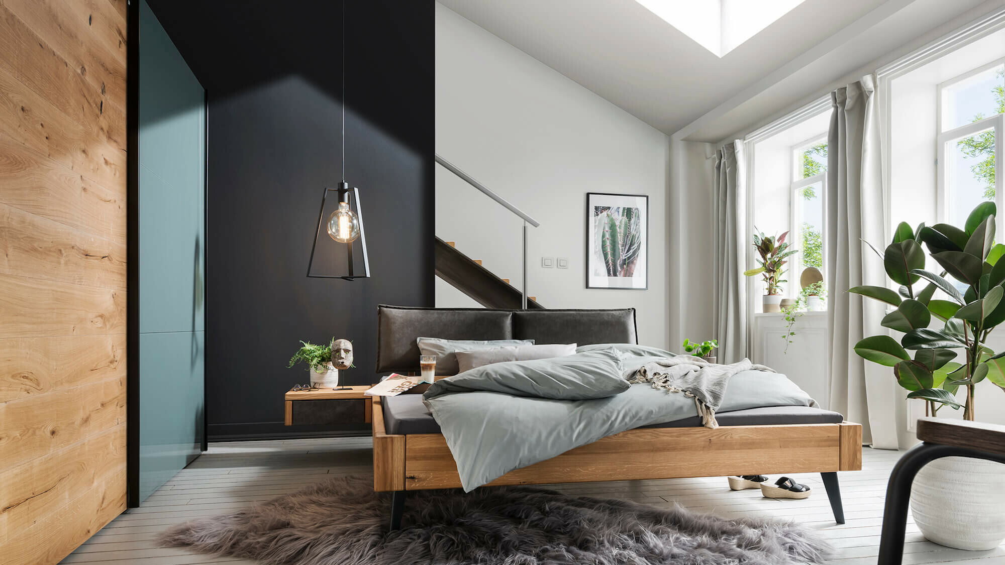 Hängenachttisch 1660 Einrichtungsbild, Natura Home, eine Schublade