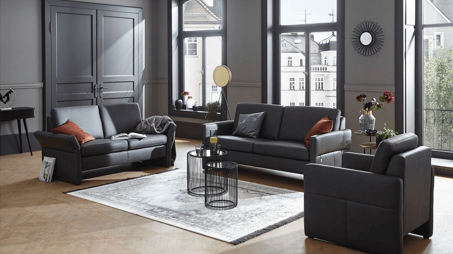 Sessel Arima - Leder, Anthrazit von Global Comfort