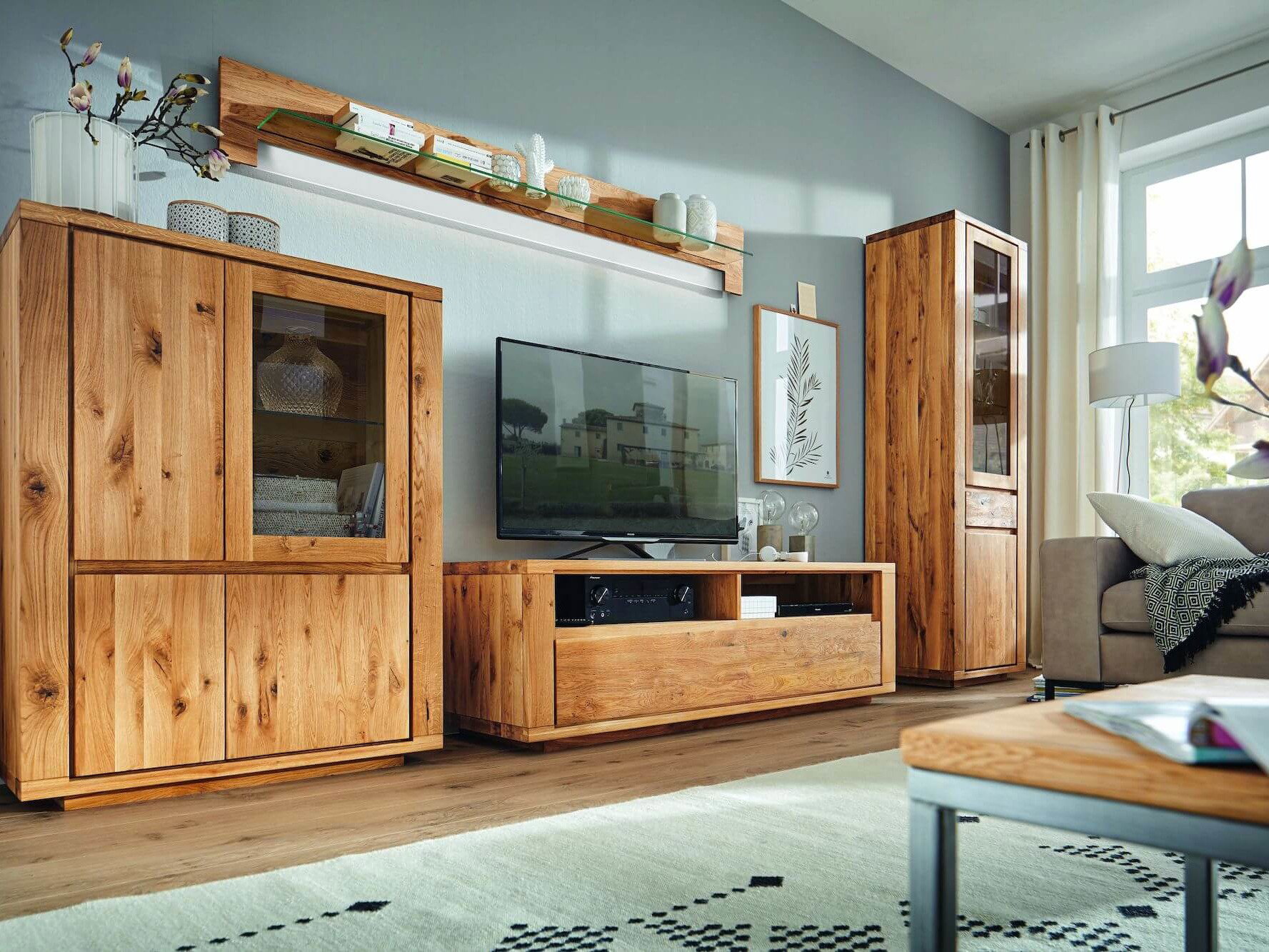 Natura Home Wohnwand Bakersfield - Asteiche massiv, geölt