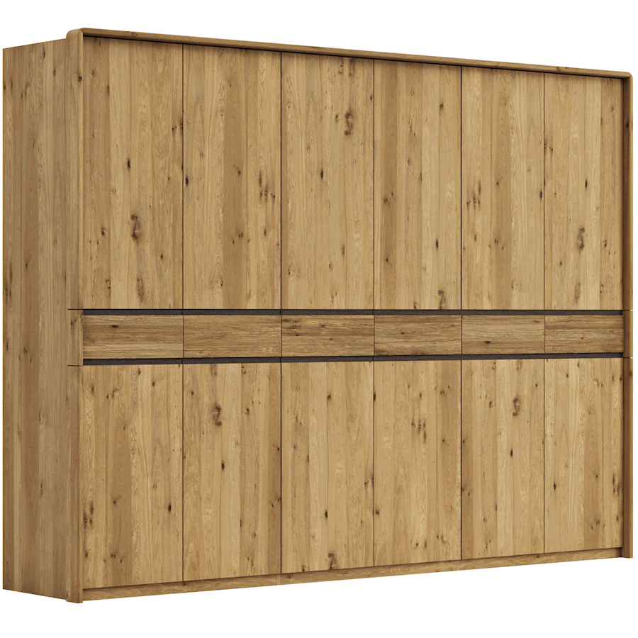 Drehtürenschrank Baltimore - inkl. Passepartout, B ca. 297 cm, Wildeiche massiv von Natura Home