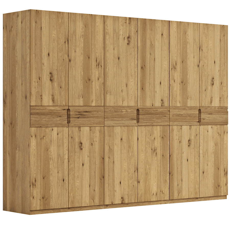 Drehtürenschrank Baltimore - B. ca. 291 cm, Wildeiche massiv von Natura Home
