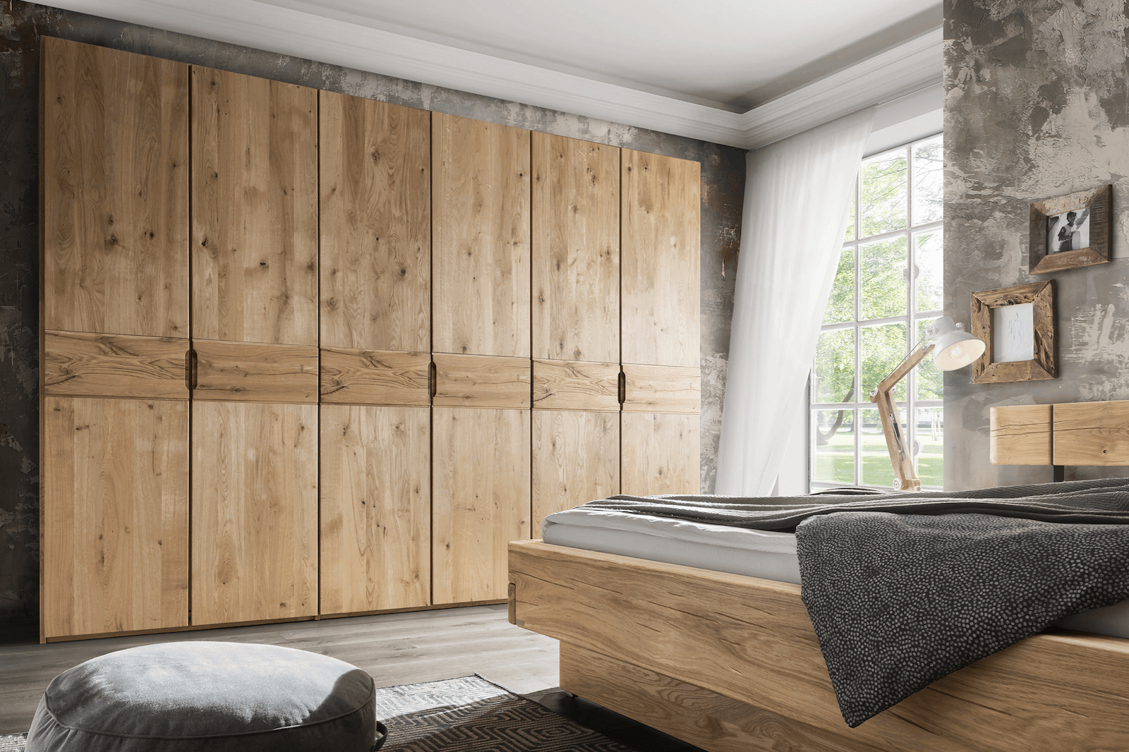 Dreht&uuml;renschrank Baltimore - B. ca. 291 cm, Wildeiche massiv von Natura Home
