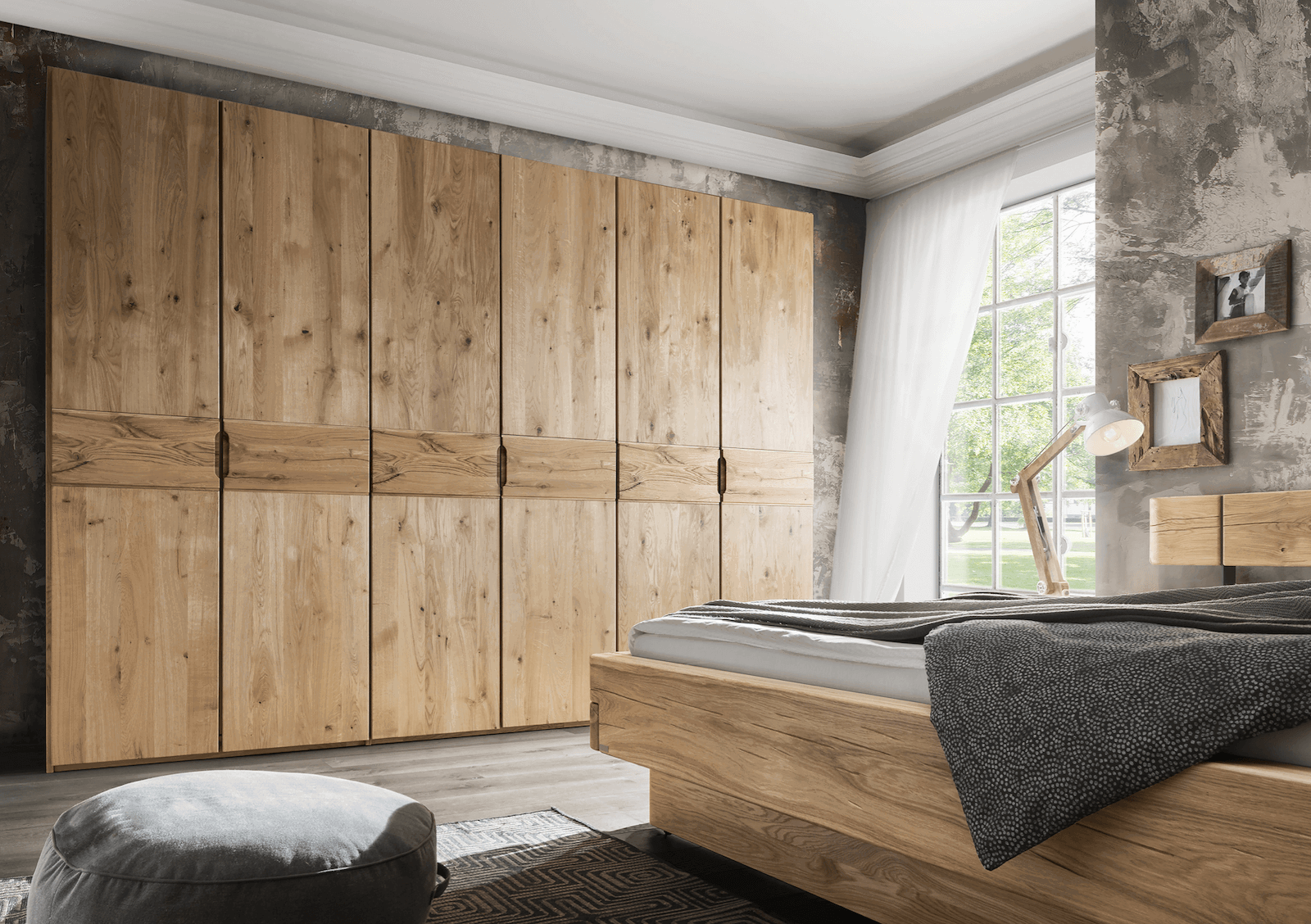 Drehtürenschrank Baltimore - B. ca. 291 cm, Wildeiche massiv von Natura Home
