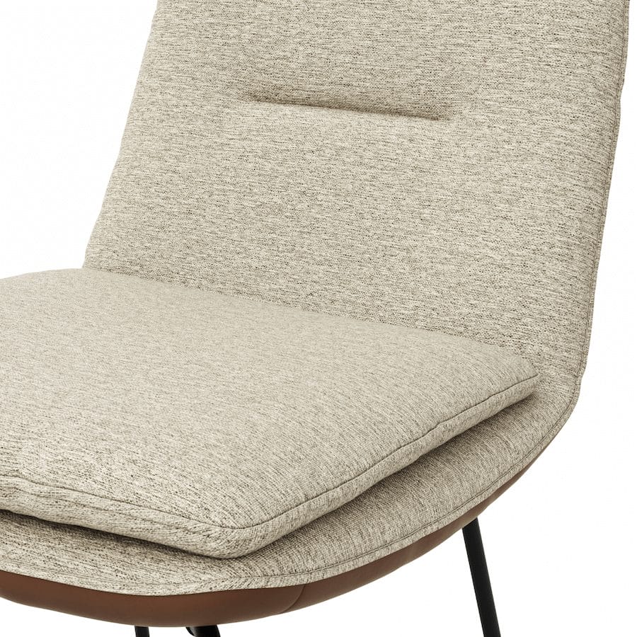 Polsterstuhl Macano - Leder & Stoff, Beige, Cognac