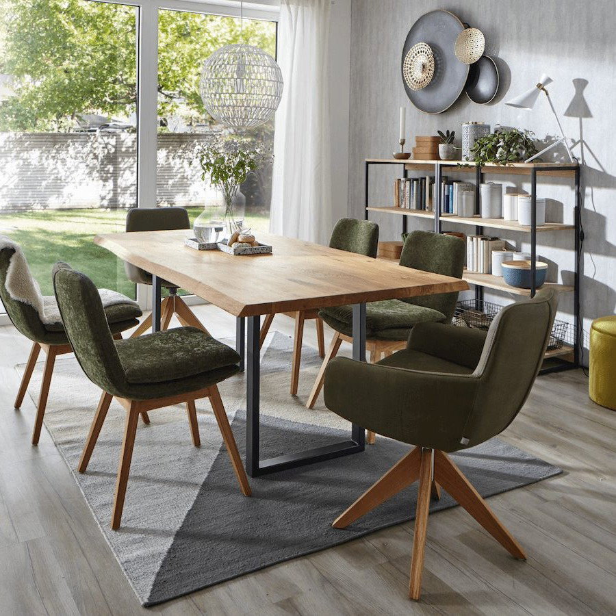Polsterstuhl Macano - Stoff, Olive von Global Family