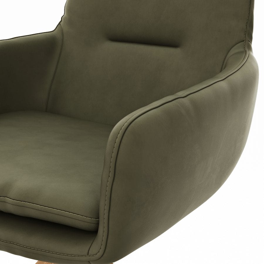 Armlehnstuhl Macano - drehbar, Leder, Olive von Global Family