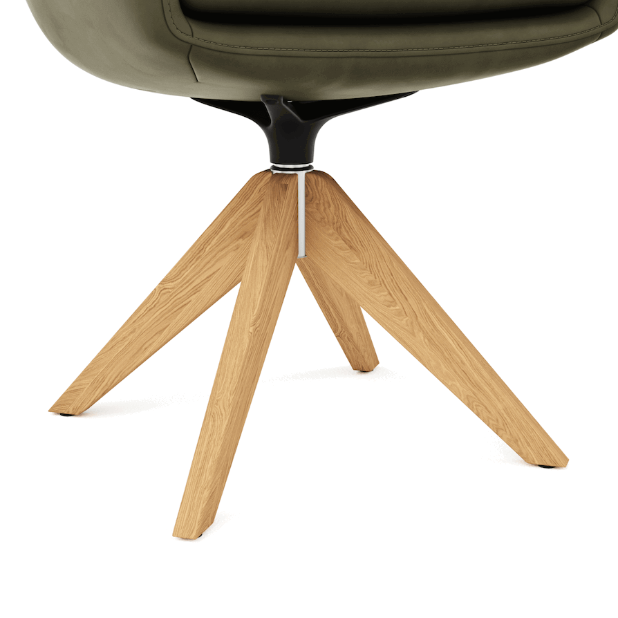 Armlehnstuhl Macano - drehbar, Leder, Olive von Global Family