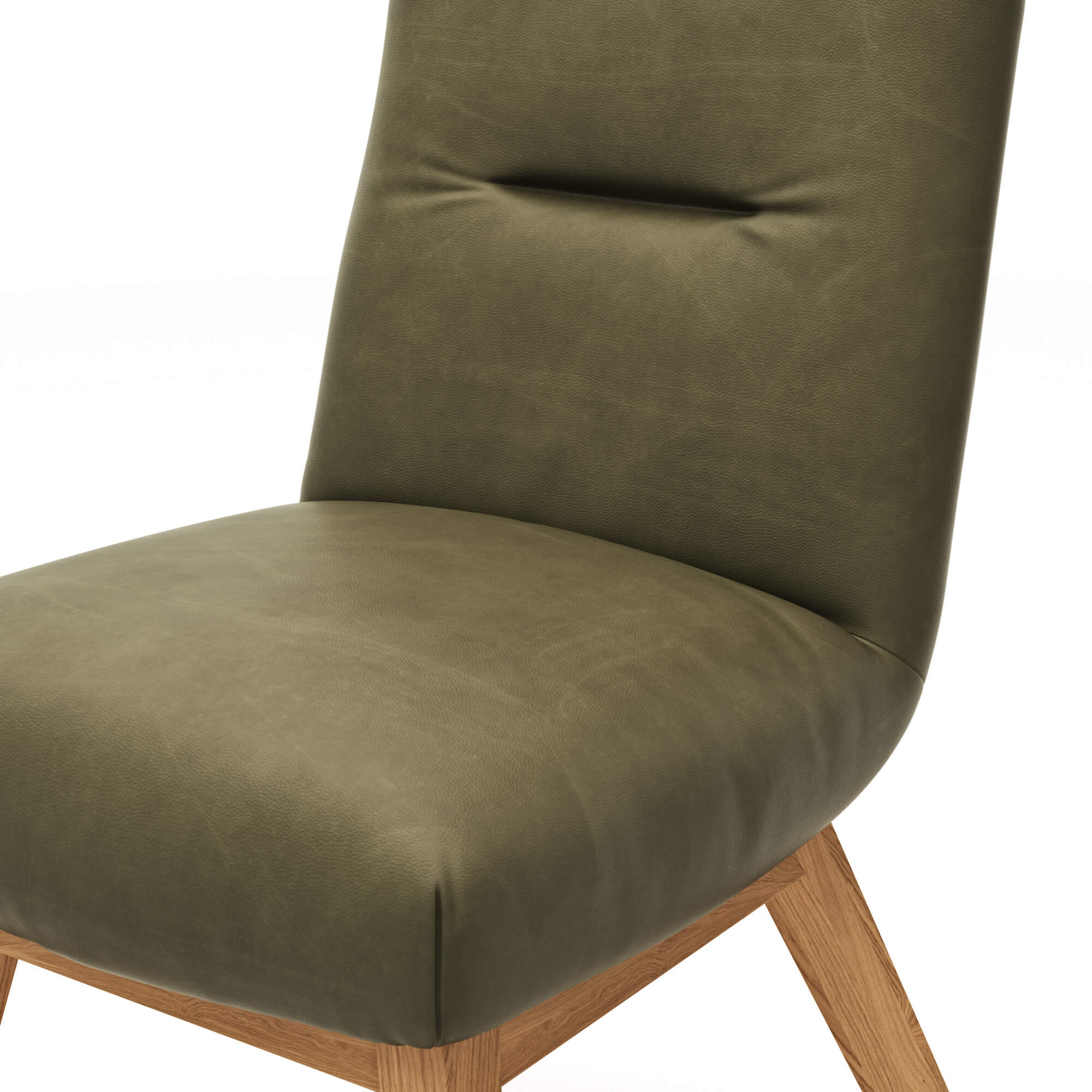 Leder Stuhl Calgary von Natura Home, grün, 4-Fuß, Holzfarben