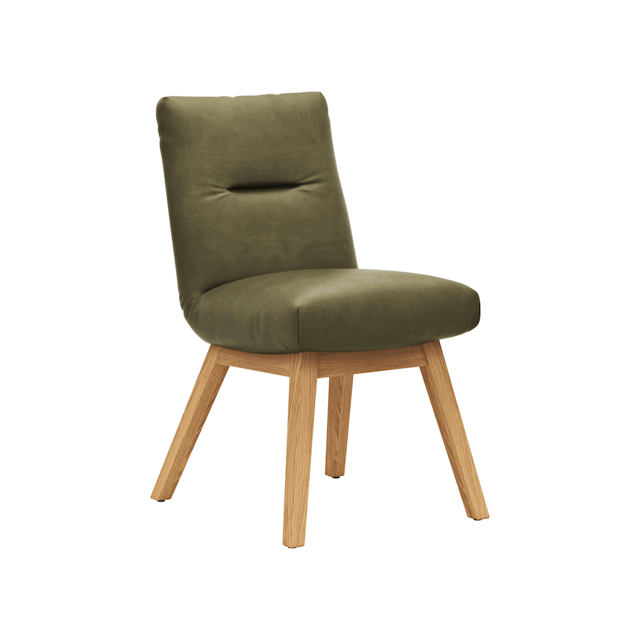 Stuhl Calgary - Leder, Olive von Natura Home