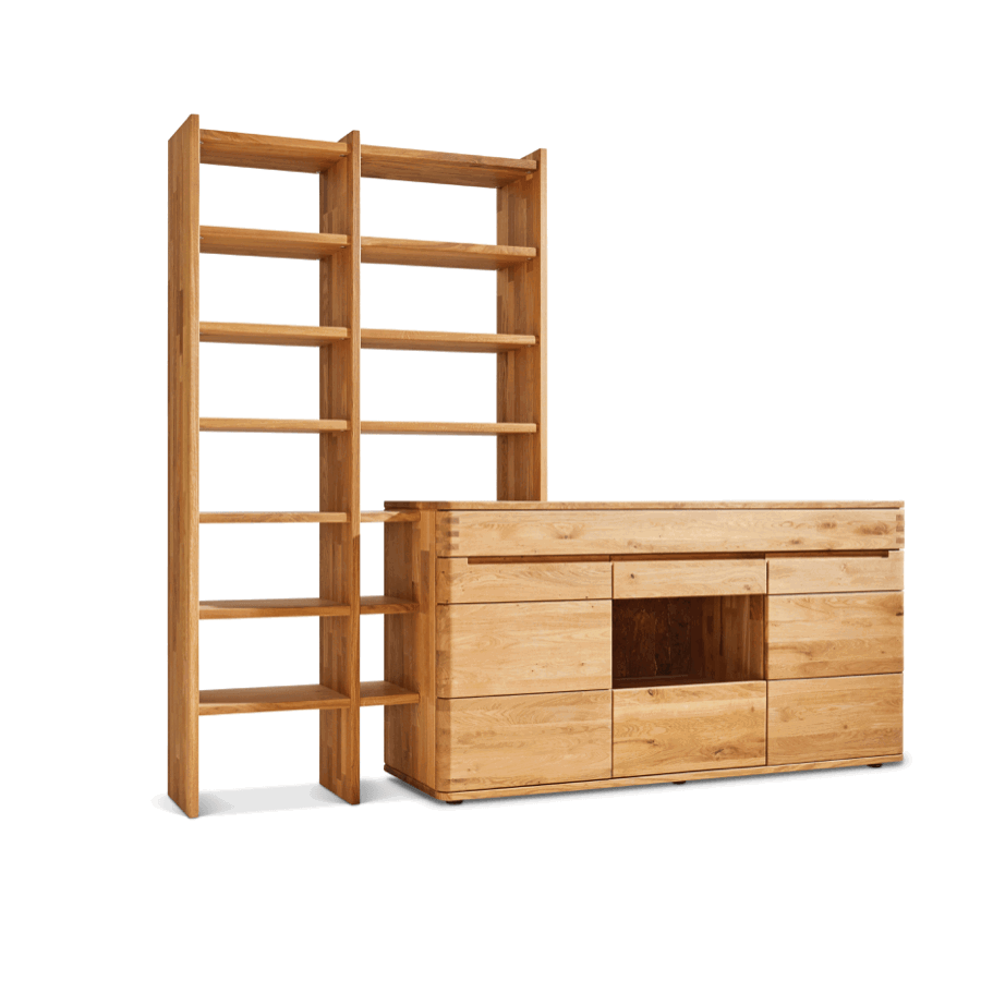 Wohnwand Cartago Soft - Wildeiche massiv, Natura Home