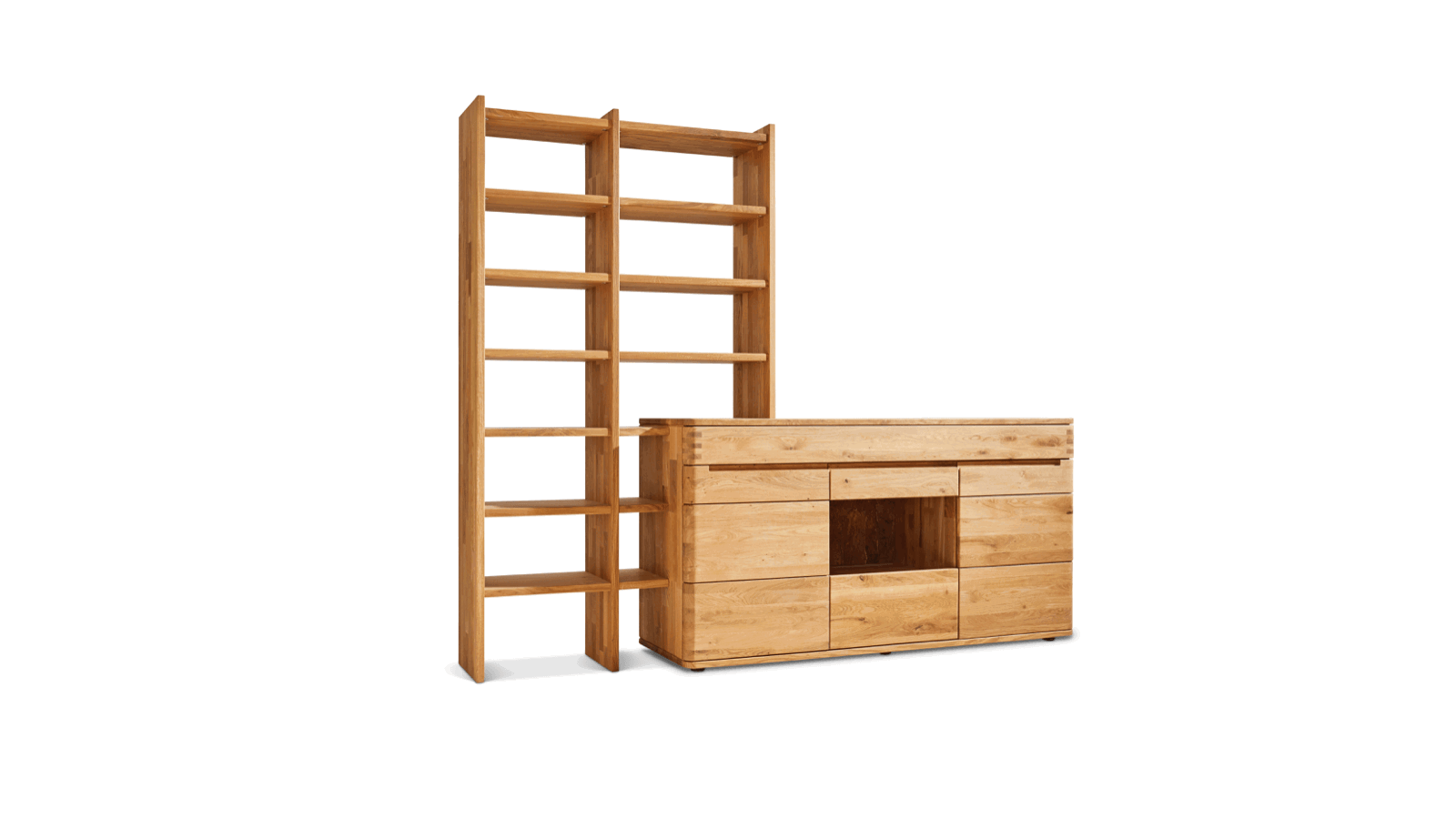 Wohnwand Cartago Soft - Wildeiche massiv, Natura Home