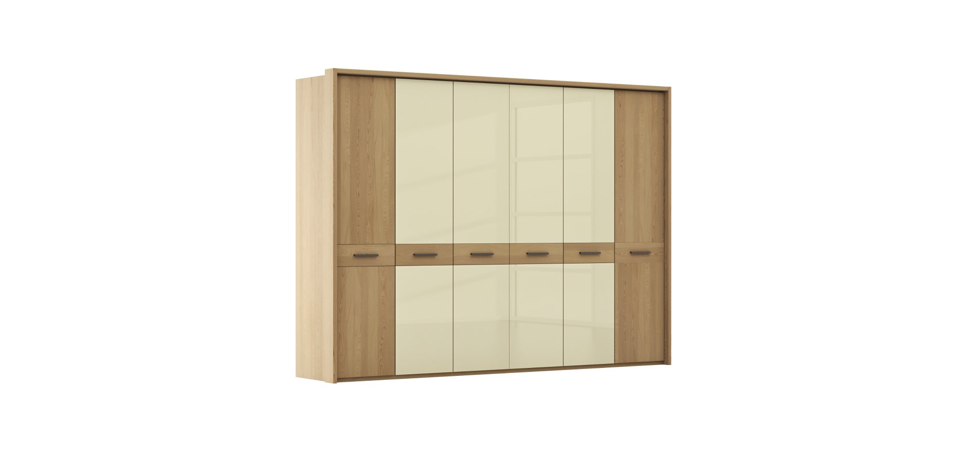 Drehtürenschrank Lenoso - BHT ca. 306x220x65 cm, Eiche massiv, Holzfarben