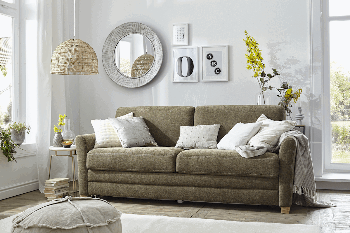 Sofa Lakeville - 2-Sitzer inkl. Schlaffunktion, Stoff, Gr&uuml;n von Natura Home