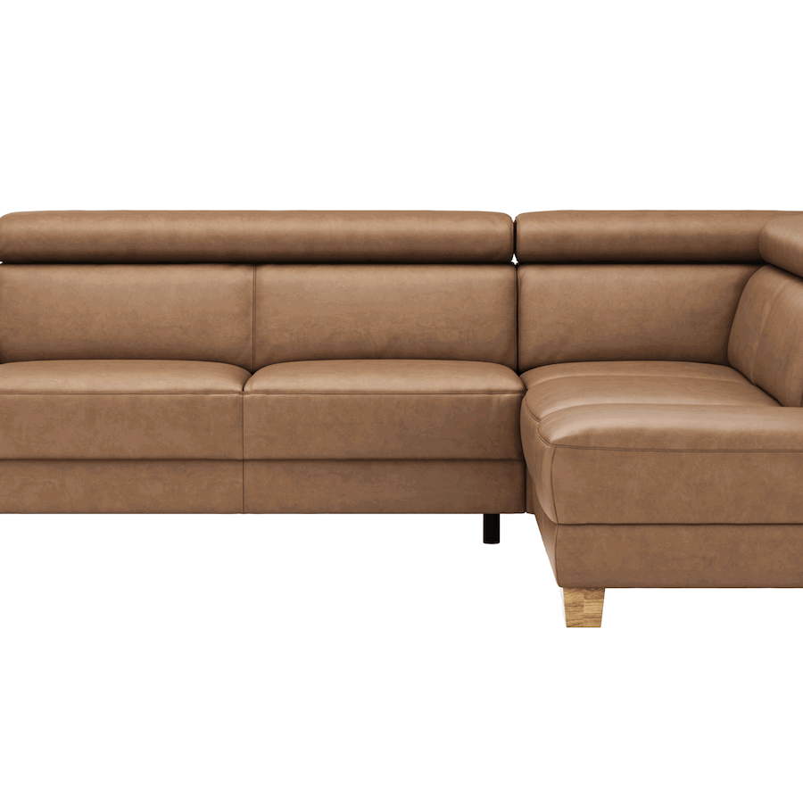 Ecksofa Philadelphia - Ecke links oder rechts, 2,5-Sitzer, Kopfteil verstellbar (manuell), Stoff, Braun von Natura Home
