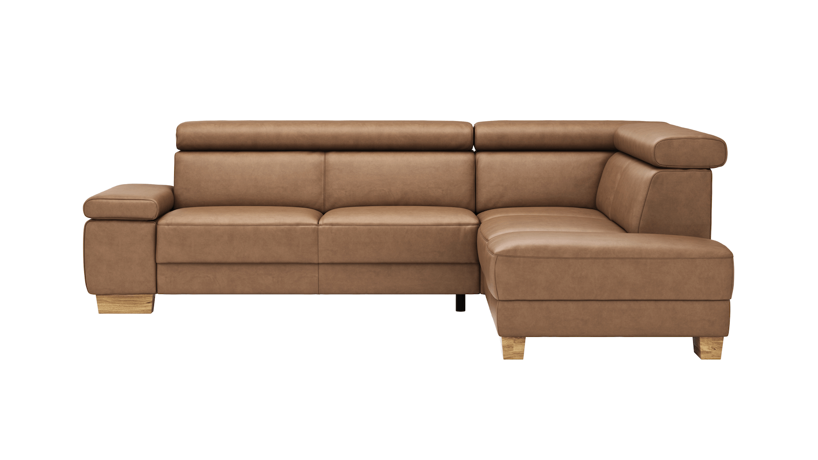 Ecksofa Philadelphia - Ecke links oder rechts, 2,5-Sitzer, Kopfteil verstellbar (manuell), Stoff, Braun von Natura Home