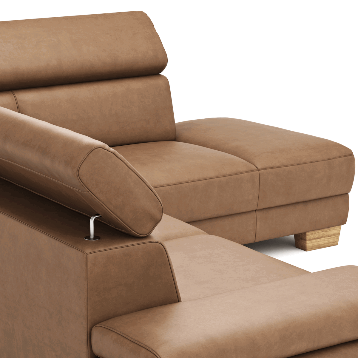 Ecksofa Philadelphia - Ecke links oder rechts, 2,5-Sitzer, Kopfteil verstellbar (manuell), Stoff, Braun von Natura Home