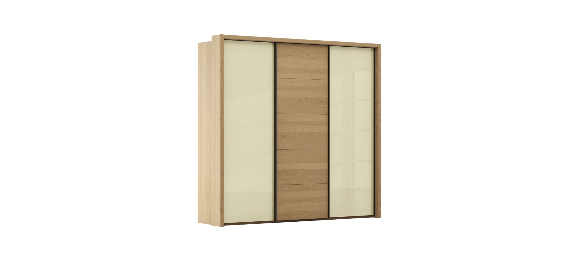 Schwebetürenschrank Lenoso - BHT ca. 260x240x69 cm, Eiche massiv, Holzfarben