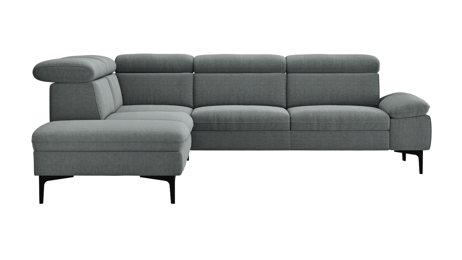 Ecksofa Felipa (links) mit Stoffbezug und verstellbarem Kopfteil von Global Family