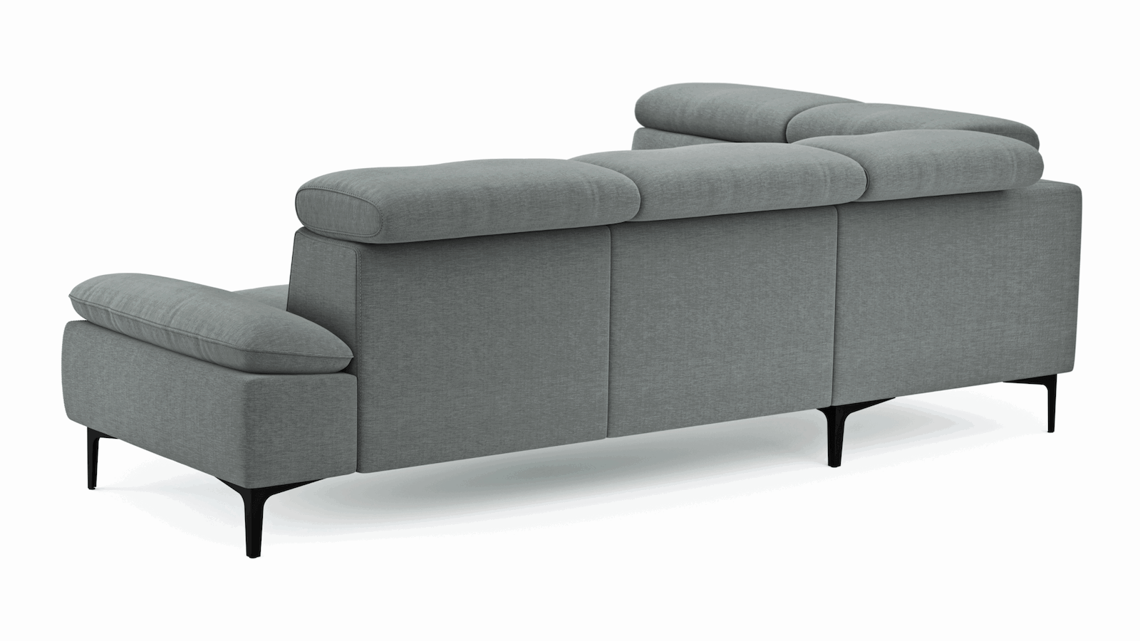 Ecksofa Felipa (links) mit Stoffbezug und verstellbarem Kopfteil von Global Family