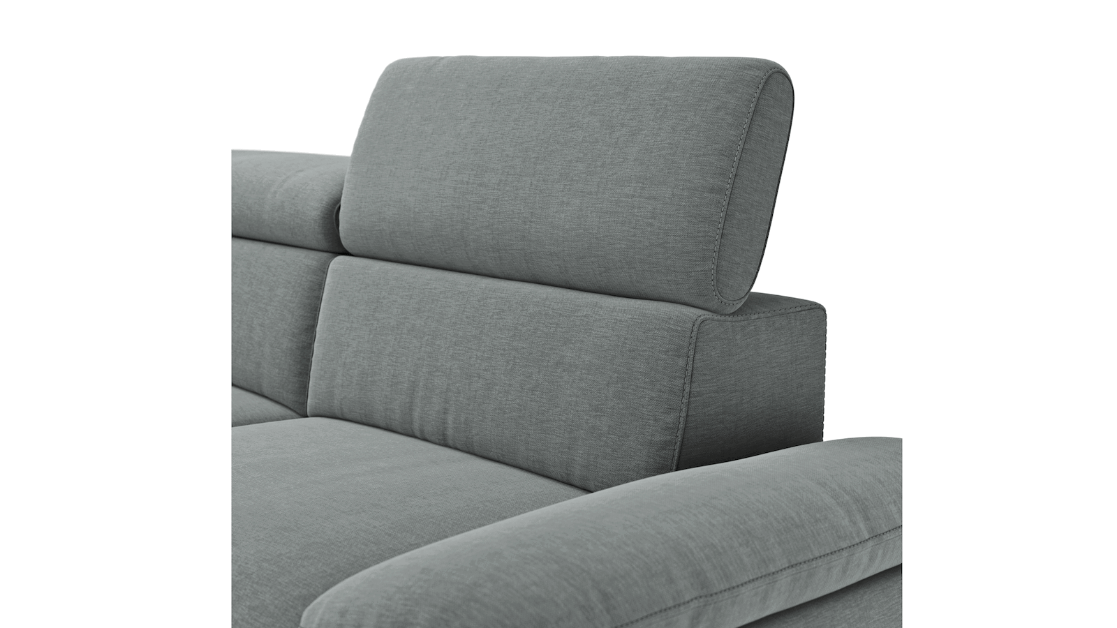 Ecksofa Felipa (links) mit Stoffbezug und verstellbarem Kopfteil von Global Family