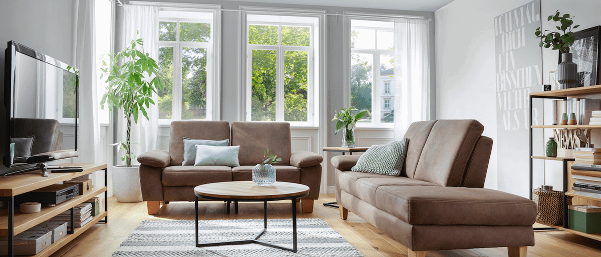 Sofa Stonington Country - Recamiere links, Stoff, Braun von Natura Home