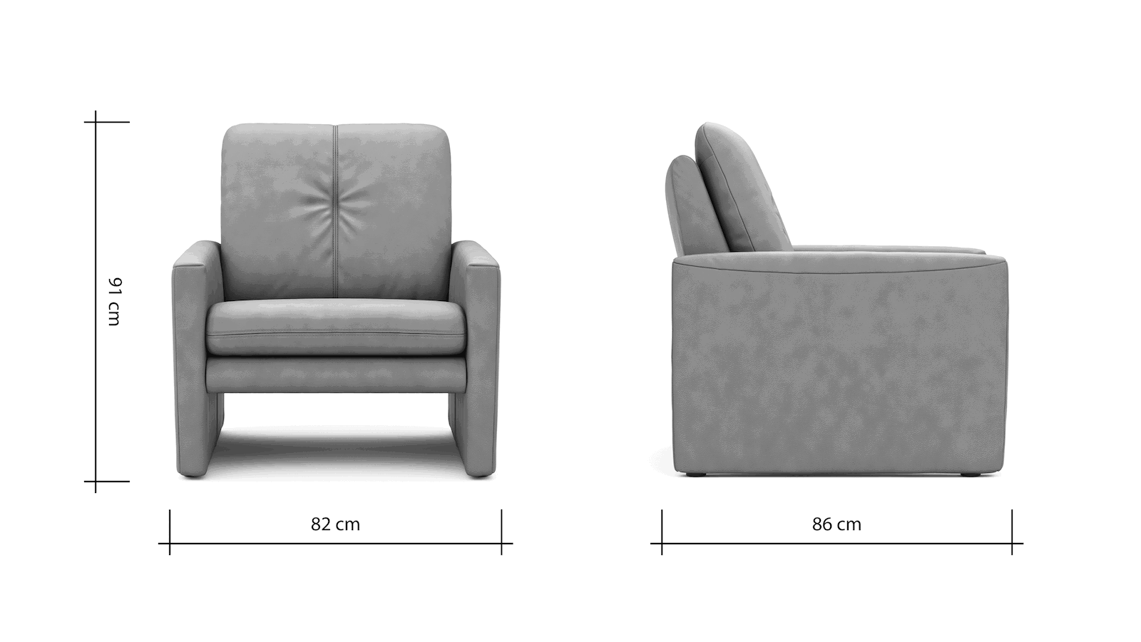 Sessel Tenero - inkl. Relaxfunktion, Stoff, Grau von Global Select