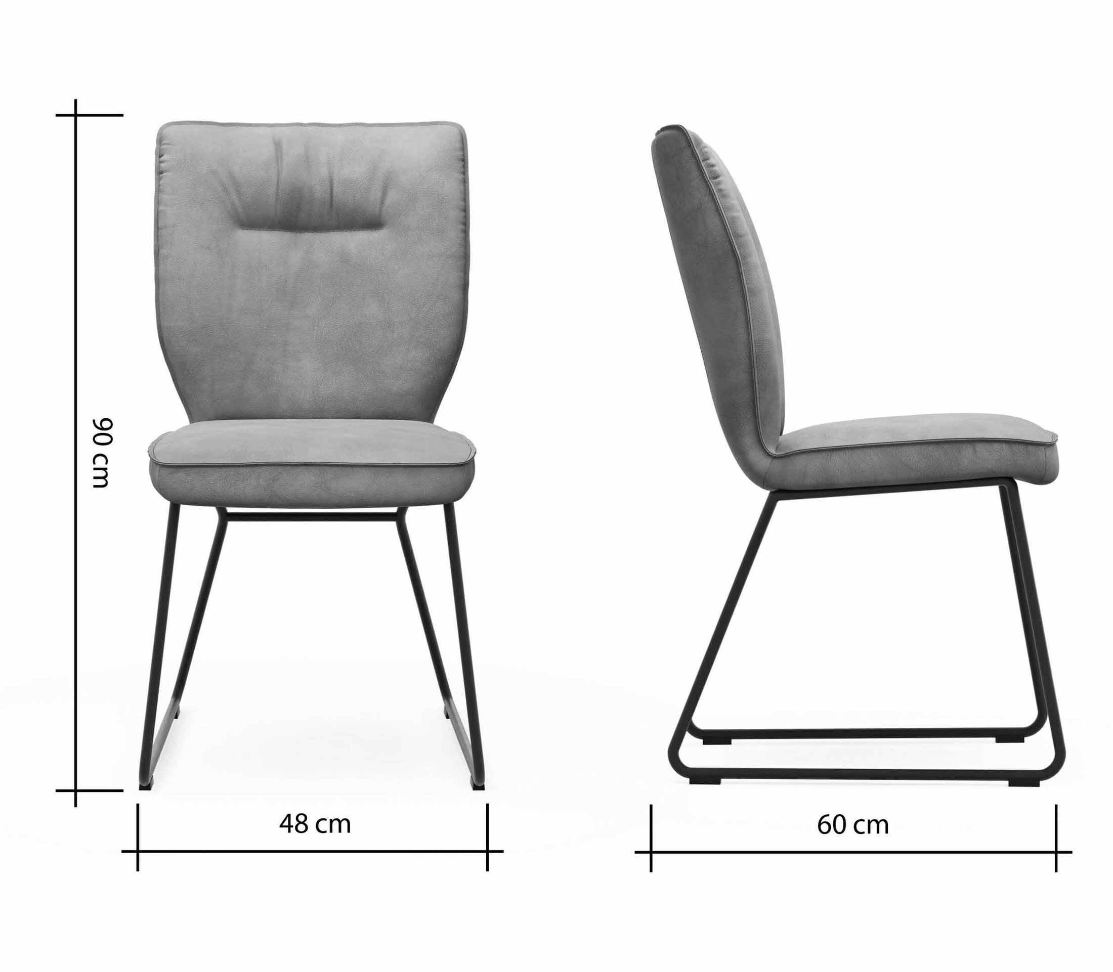 Stuhl Westmore von Natura Home, grau mit schwarzen Kufen, Natura Home