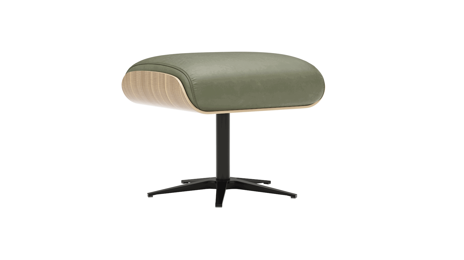Drehhocker Aberdeen - Größe M, Leder, Moos von Natura Home