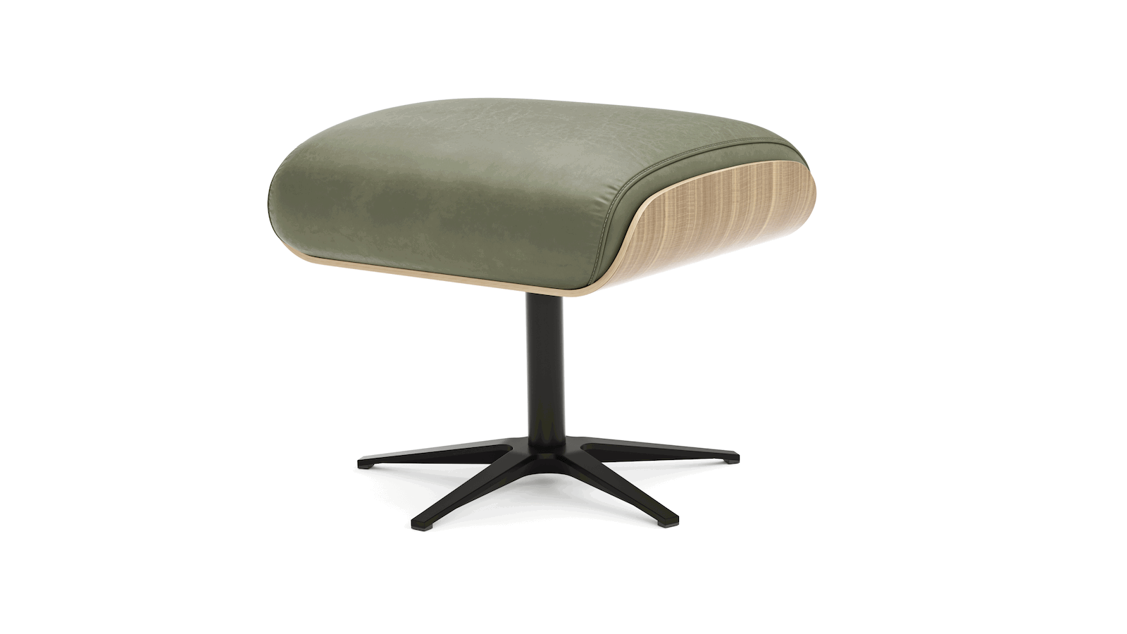 Drehhocker Aberdeen - Größe M, Leder, Moos von Natura Home