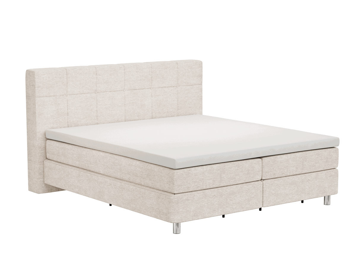 Boxspringbett Alpin von Natura Home, Variante in beige mit Steppung am Kopfteil