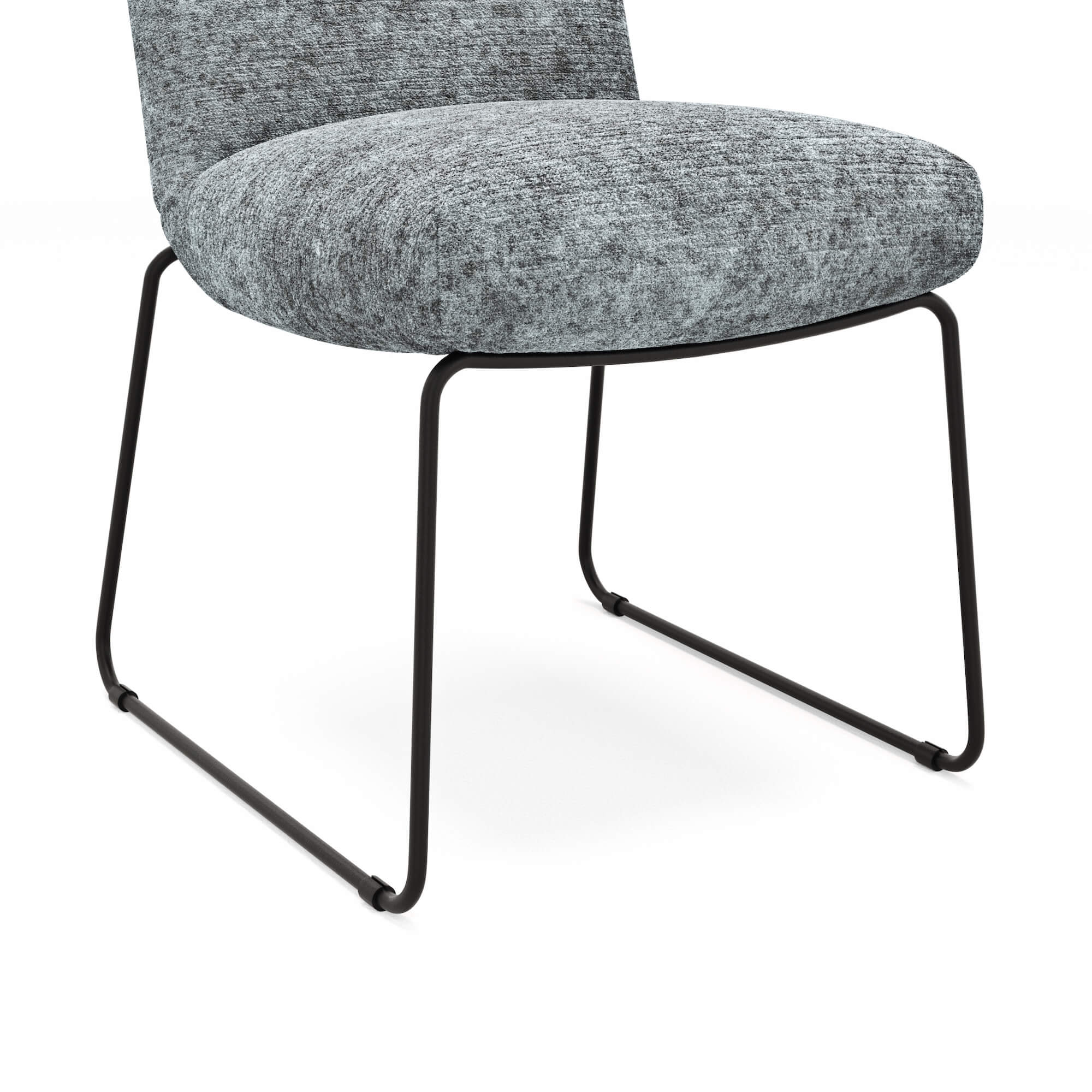 Stuhl Calgary, dicke Polsterung, Stoff Hellblau, Kufe schwarz, Natura Home
