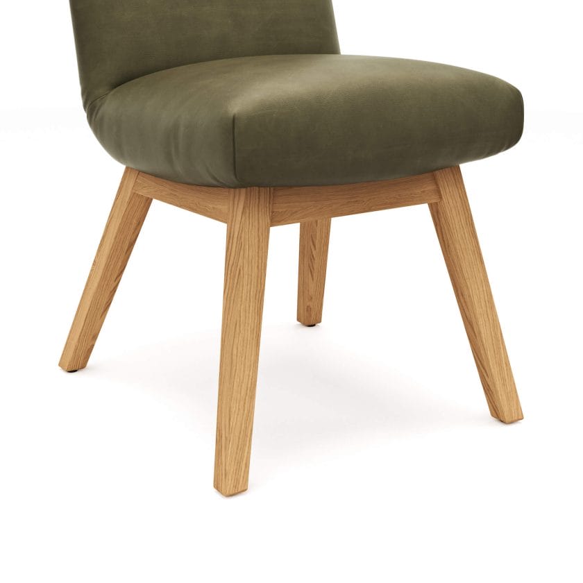 Leder Stuhl Calgary von Natura Home, grün, 4-Fuß, Holzfarben