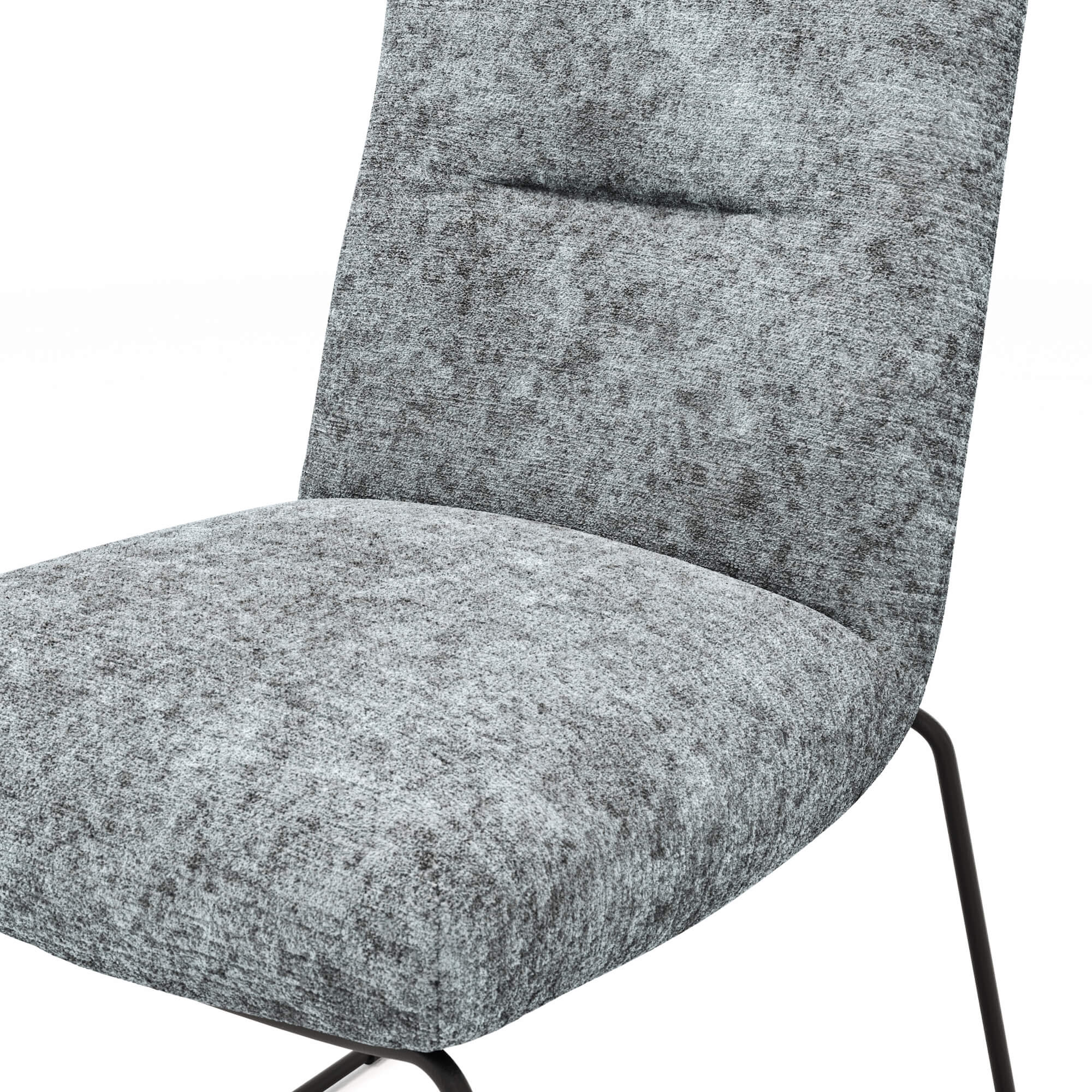 Stuhl Calgary, dicke Polsterung, Stoff Hellblau, Kufe schwarz, Natura Home