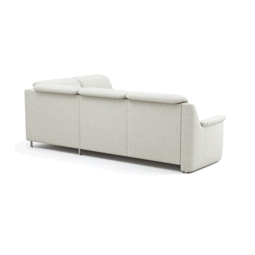 Ecksofa Cornella - 2-Sitzer mit Ecke rechts, Stoff, Creme von Global Comfort