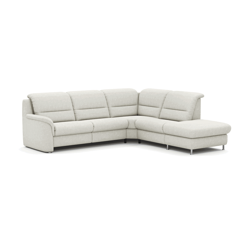 Ecksofa Cornella - 2-Sitzer mit Ecke rechts, Stoff, Creme von Global Comfort