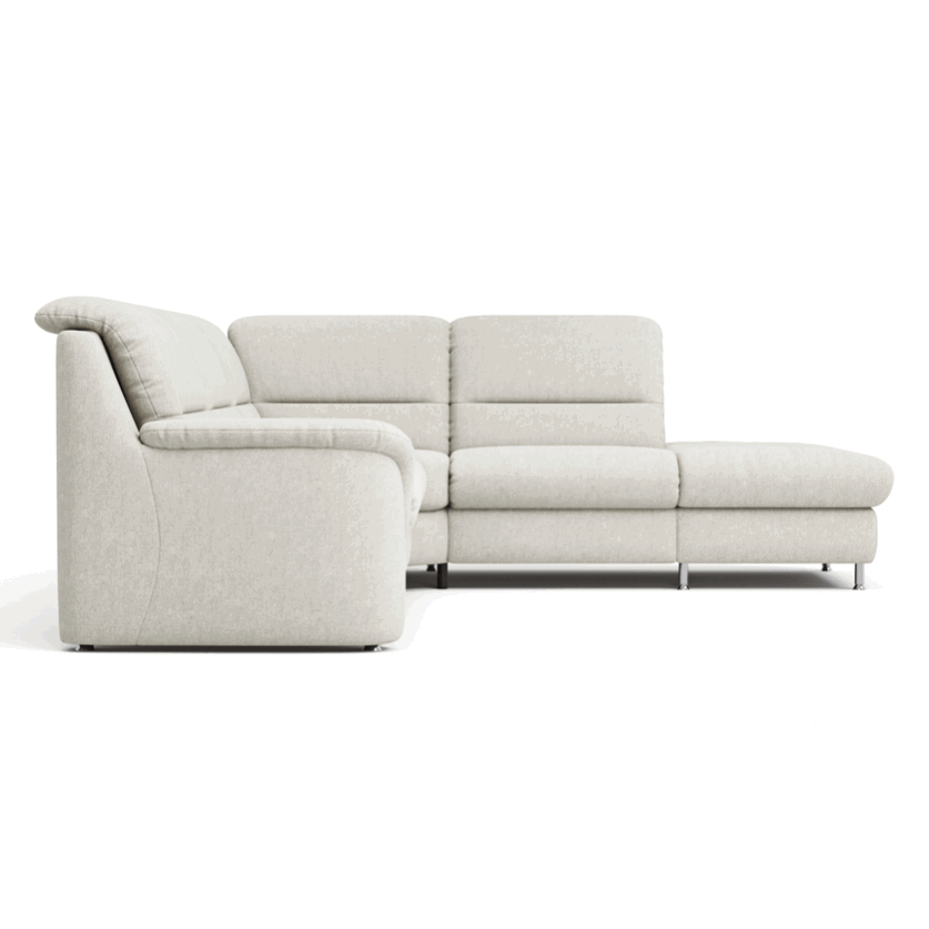 Ecksofa Cornella - 2-Sitzer mit Ecke rechts, Stoff, Creme von Global Comfort